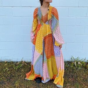 Rare Vintage 70’s Saks Fifth Ave Patchwork Maxi Dress